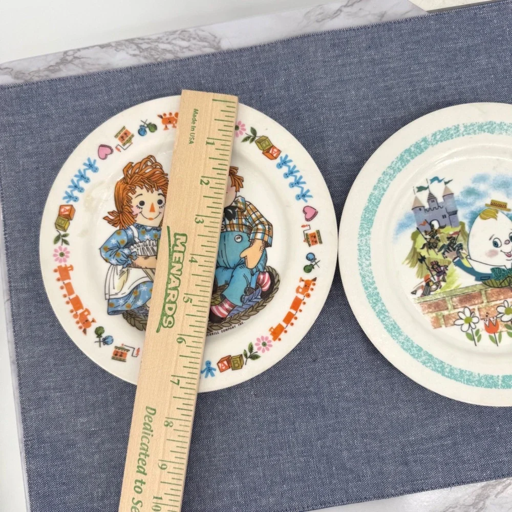 Vtg Oneida Deluxe Raggedy Ann‎ Andy Humpty Dumpty Childrens Plates Set Of Two